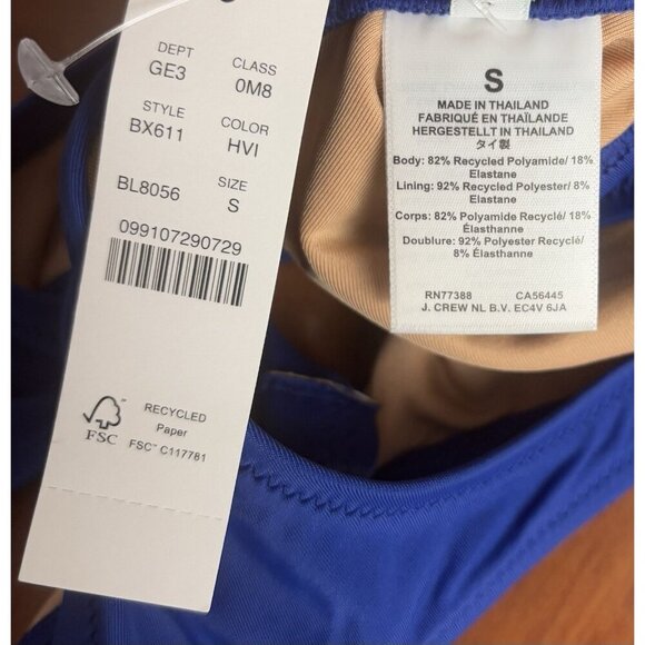 NEW J. Crew Heritage Scoopneck Bikini Swim Top Women S Blue Beach 1444 - Picture 4 of 5